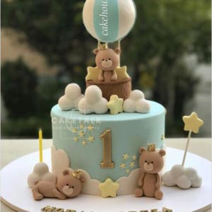 Sweet teddy basket cake for kids in dubai