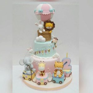 Animal Character Air Balloon Cake