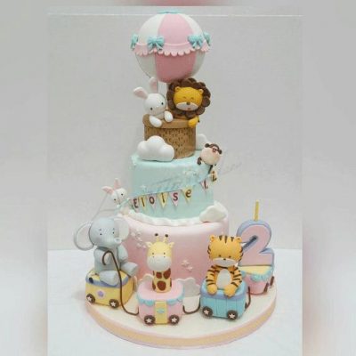 Animal Character Air Balloon Cake