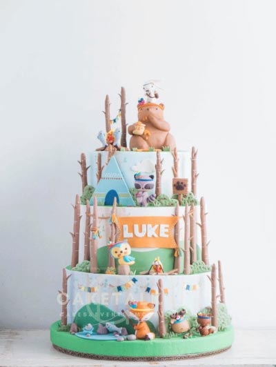 Cake for Kids | Green forest camp cake for kids in dubai