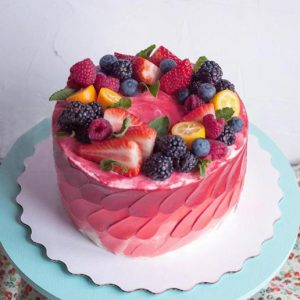 Pink Petal Ribbed Berry Cake