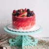 Fresh Fruits Cake | Pink petal ribbed berry fresh fruits cake in dubai, UAE