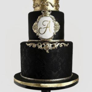 Black Gold Crown Wedding Cake
