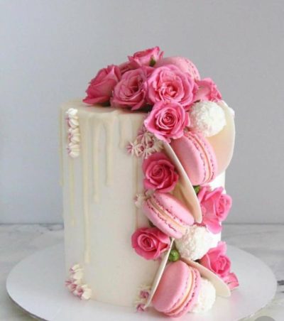 Ferrero Rocher Cake with Macarons Rose Cake