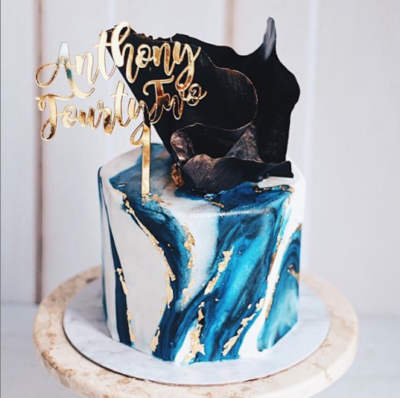 Marble Navy Blue Cake