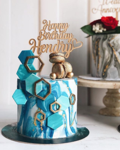 Blue Honey Bee Cake