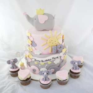 Baby Girl Elephant Dessert Set