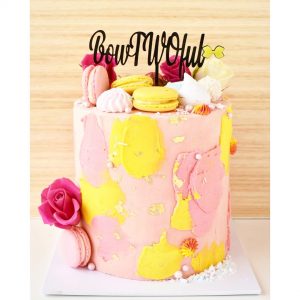 Yellow and Pink Surprise Buy Customized Cake Online