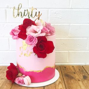 Pink Gold Leaves Cake buy customized cake online Dubai