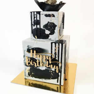 Two Tier Grey N' Black Cake