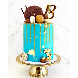 Blue Gold Cake with Edible Gold