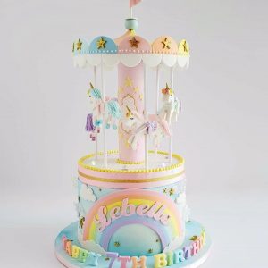 Rainbow Carousel Cake
