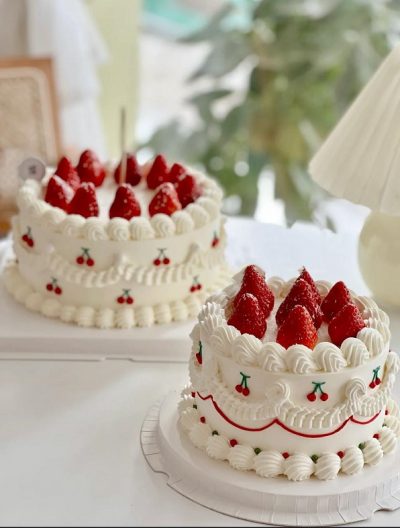 Strawberry Cherry Drawing Cake