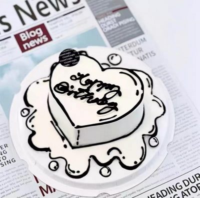 Trendy 2D heart cake