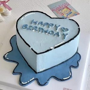 Trendy Blue Heart 2D Cake