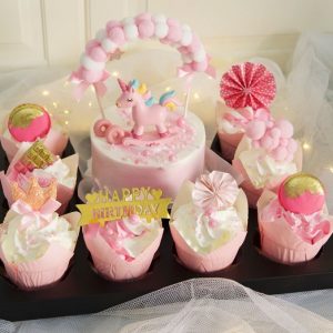Unicorn Theme Cake with Cupcakes