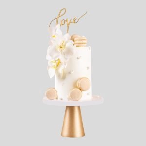 Orchid Elegance & Macaron Harmony Cake
