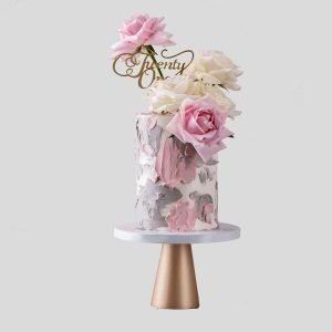 Blush & Slate Floral Cake