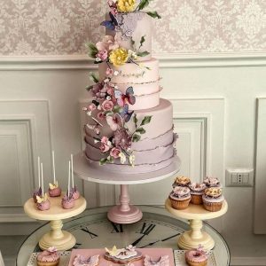 3 Layered Purple Butterfly Cake Set