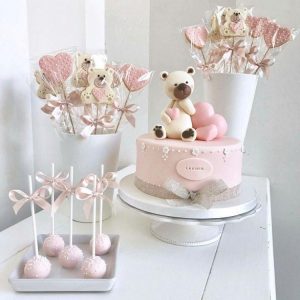 Pink Teddy Cake Set