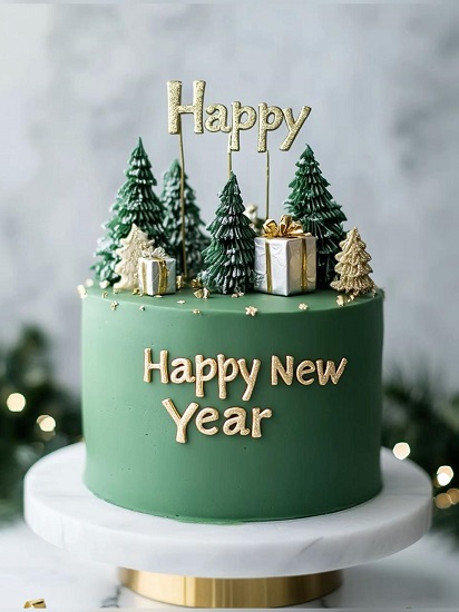 Happy New Year Trees Cake